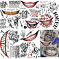 5 Sheets Crazy Joker Halloween Tattoos Evil Skull