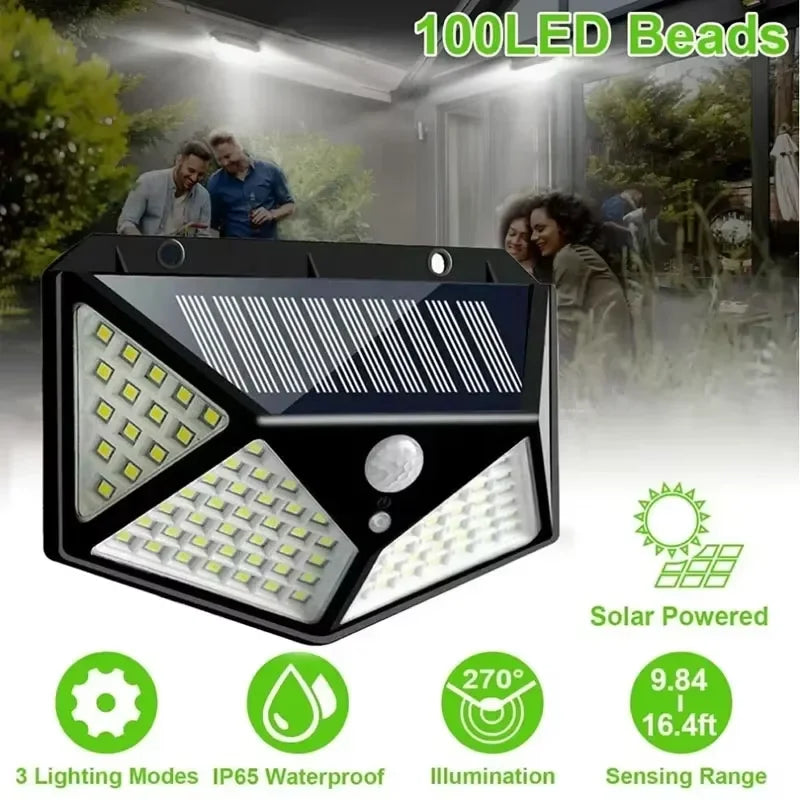 1/2/4/6Pcs 100 LED Wall Lights Outdoor Solar Lamp