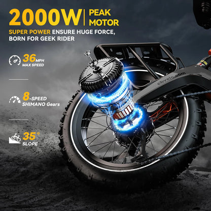 Cybervelo EK6 Peak 2000W Folding Electric Bike for Adults,