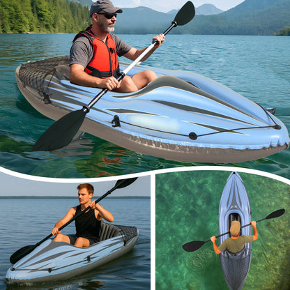 Inflatable Kayak Fishing Boat 1 Person Adult Blue Canoe,
