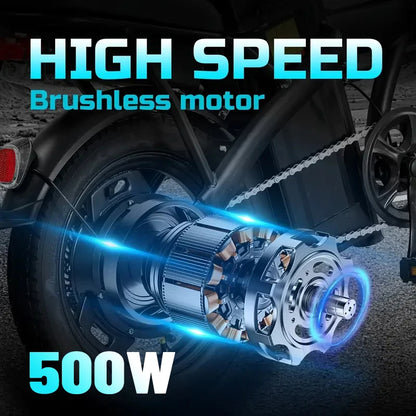 Adult and adolescent folding electric bicycles, 14 inch 500W 24MPH 48V 10Ah battery, 3-