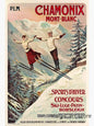 Retro Zermatt Chamonix Skiing Art Poster Vintage Australia