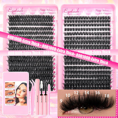 DIY Lash Extension Kit 720pcs Lash Clusters Individual Eyelashes Kit