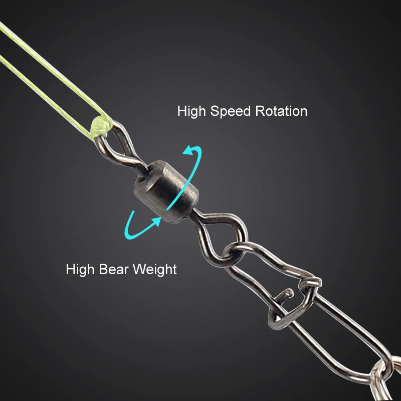 50pc/box Stainless Steel Fishing Connector Pin 4# 6# 8#10#12# Bearing Rolling Swiveal