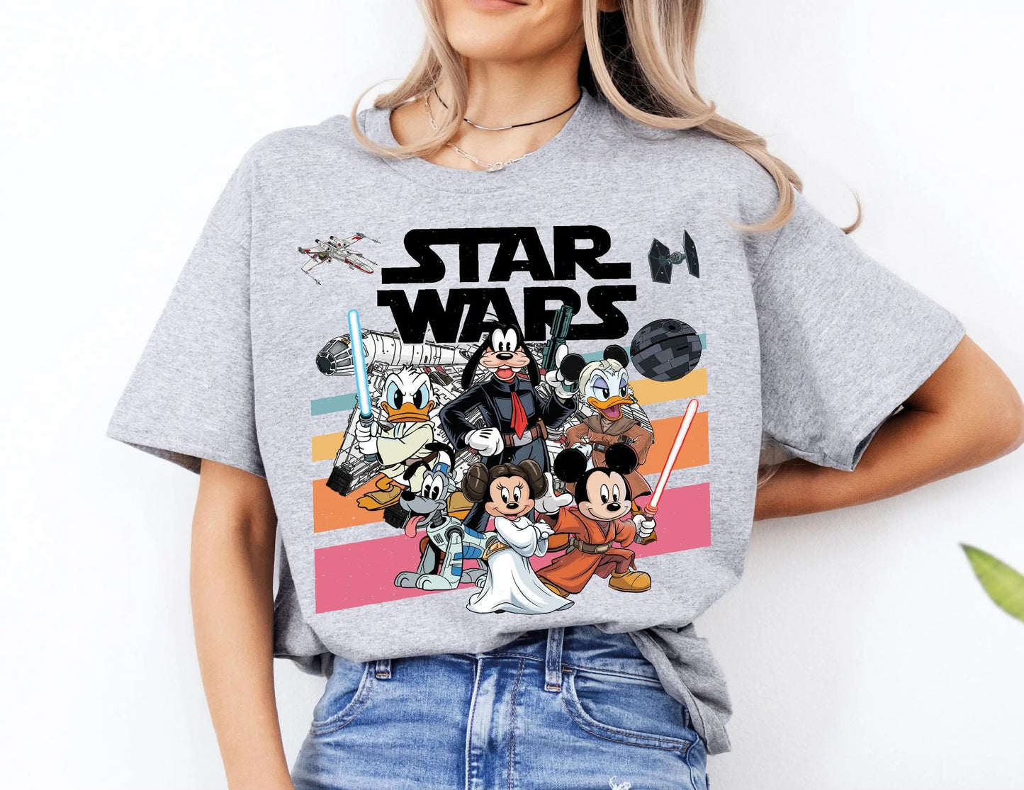 2025 Summer Retro Disney Mickey and Friends Star War Shirt