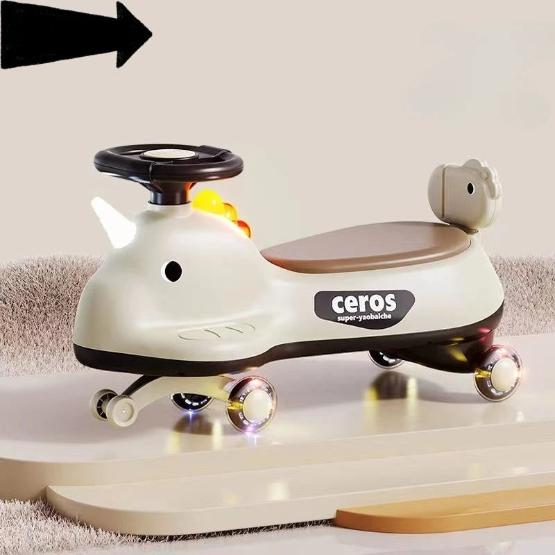 Anti-Tip Twist Ride on Car for Toddler 1-3 LED Light