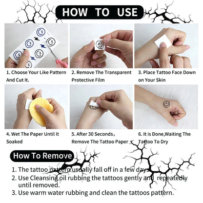 2Sheets Large Halloween Black Lightning Temporary Tattoo