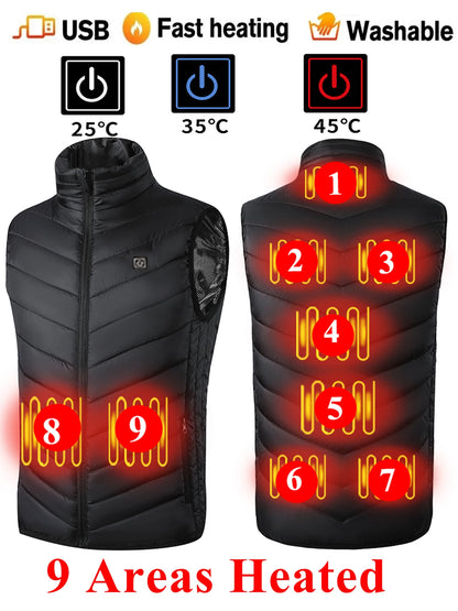 9 Heated Vest Zones Electric Heated Jackets Men Women