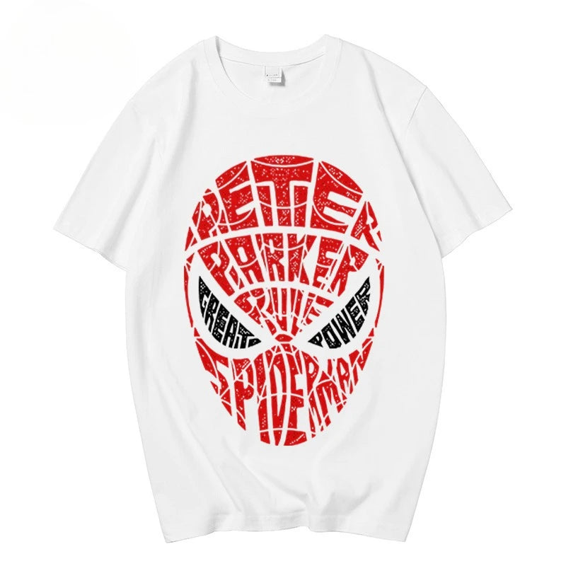 Spider-Man Peter Parker Quote T Shirt Men Oversized Short Sleeve Tee "Great Power" Graphic T-shirt Streetwear Casual Cotton Tops