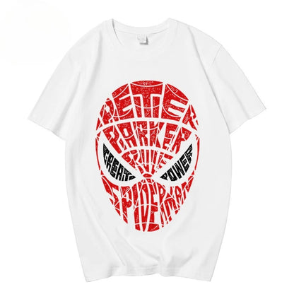 Spider-Man Peter Parker Quote T Shirt Men Oversized Short Sleeve Tee "Great Power" Graphic T-shirt Streetwear Casual Cotton Tops