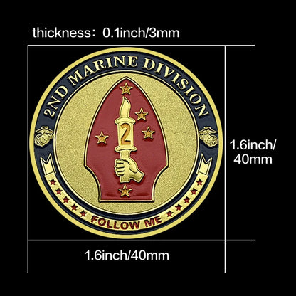 Gold US Marine Corps Commemorative Coin 2ND Marine Division
