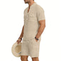 American summer men's casual linen suit, outdoor loose