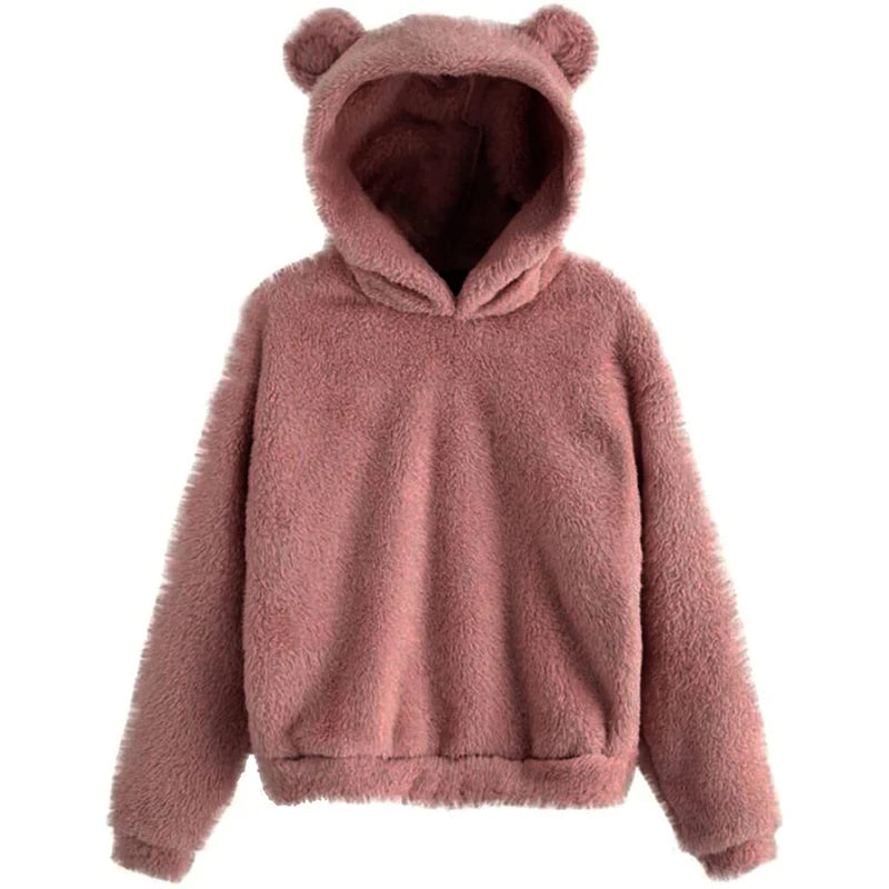 Winter Korean Fashion Bear Ears Cute Loose Hoodi\y