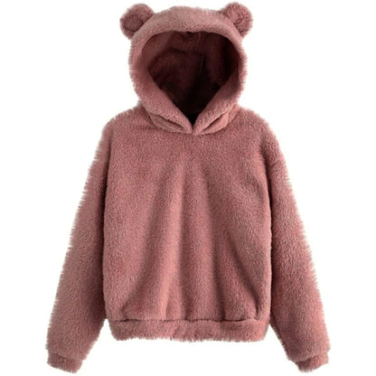 Winter Korean Fashion Bear Ears Cute Loose Hoodi\y