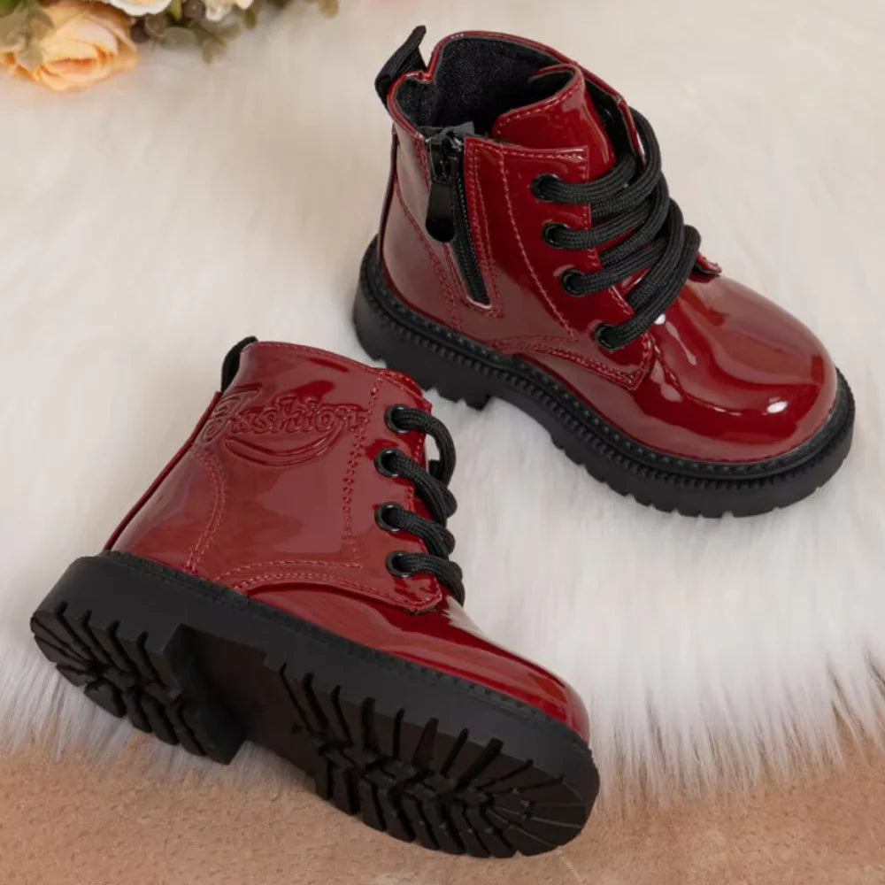 Autumn and Winter Children's Shoes Waterproof PU Leather