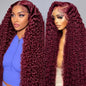 99J Burgundy 13X6 Hd Lace Frontal Human Hair Wig Straight Human Hair Wigs Brazilian Deep Wave Lace Front Wig 30 Inch 250 Density