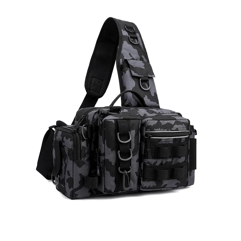 Fishing gear backpack with bait box equipment storage bag