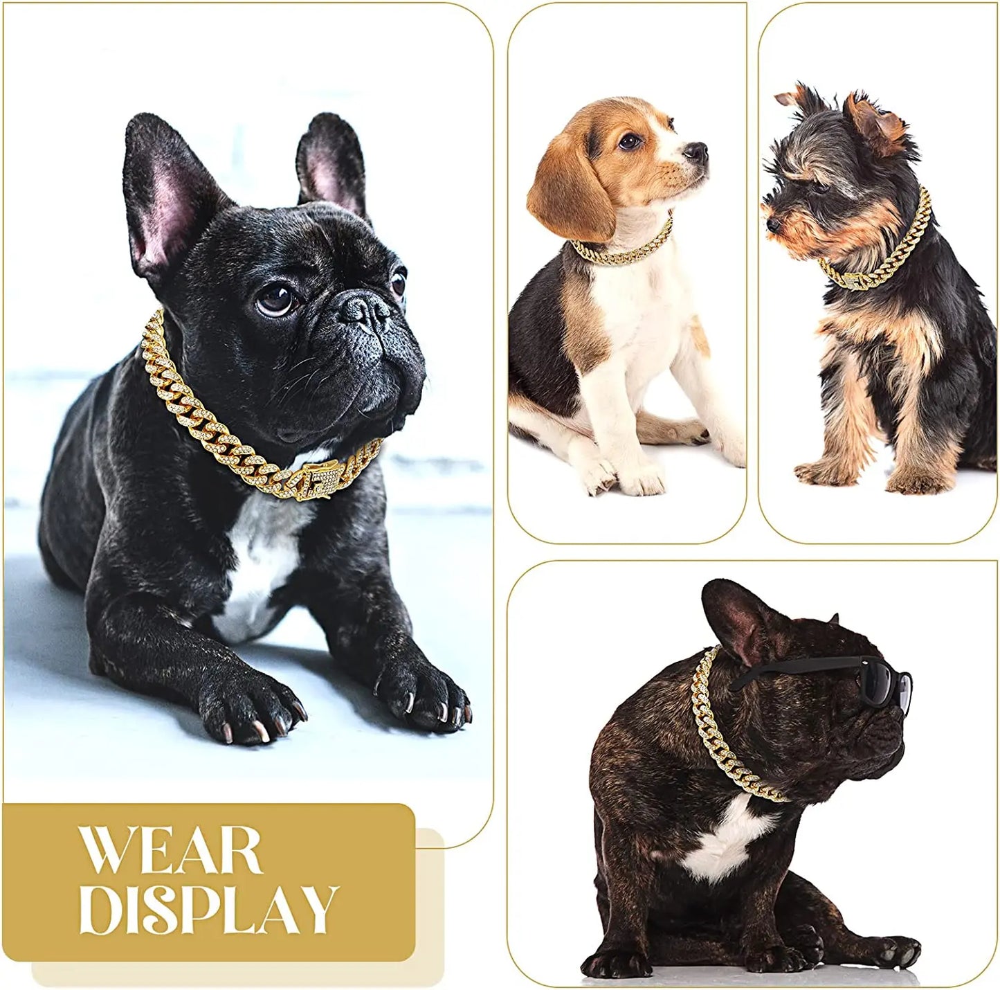 Luxury Cuban Link Cat Necklace Jewelry Rhinestone Collar Cat