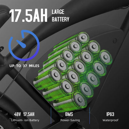 Electric Mountain Bike 48V 37MPH All-Terrain Fat Tire E-Bike,