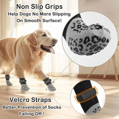 4-Pack Anti-Slip Dog Socks, Prevent Licking and Biting of Hard Wooden Floors,s