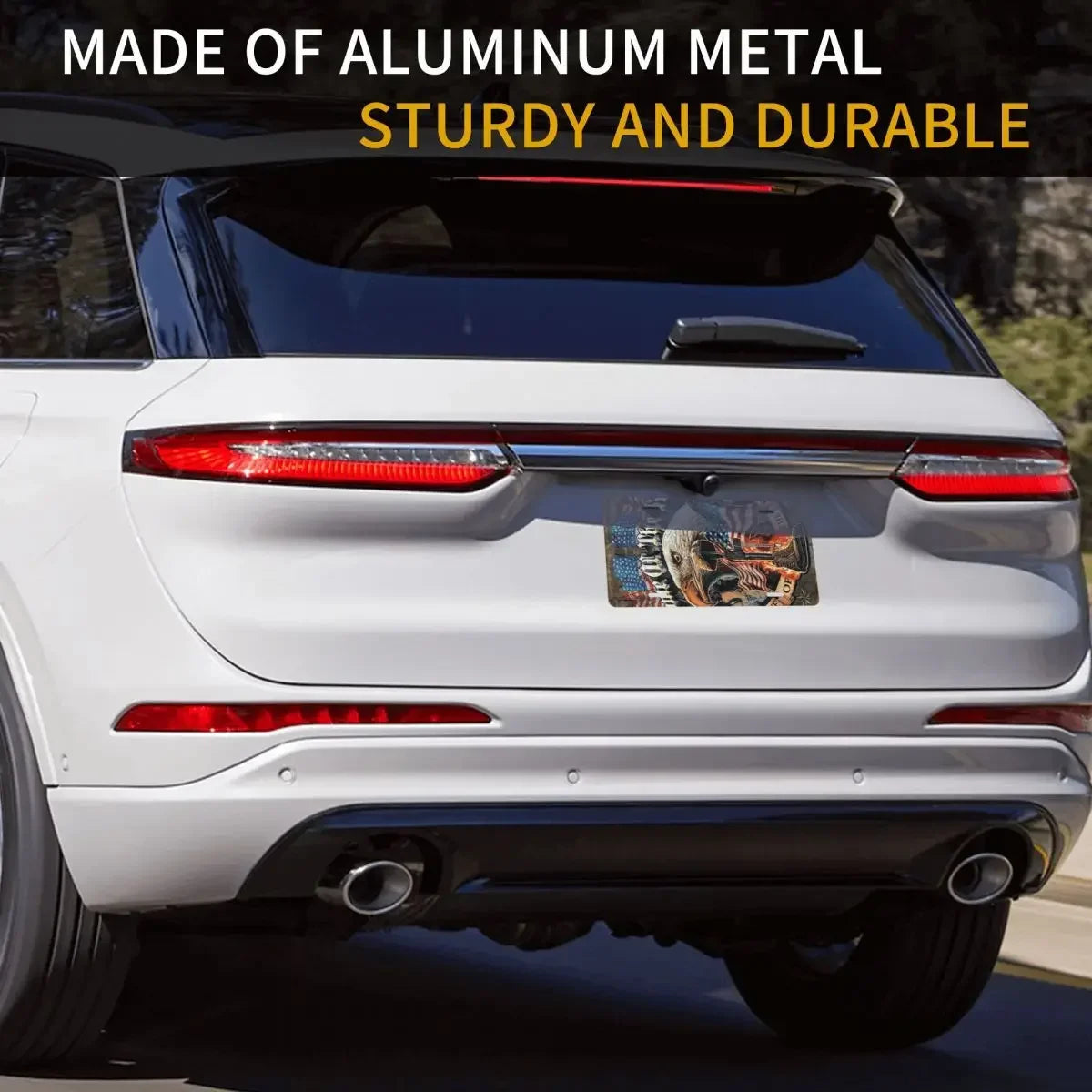 American Flag Bald Eagle Metal License Plate