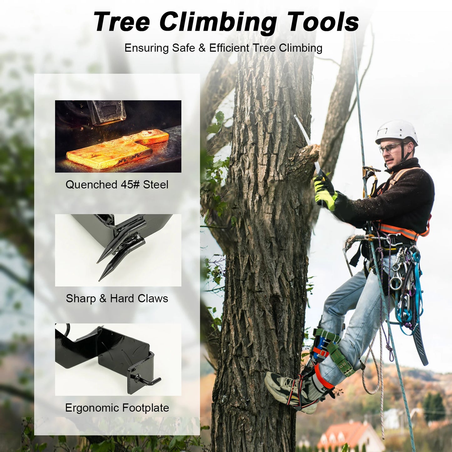 1 Set Portable Tree Climbing Spike Set with Safety Belt