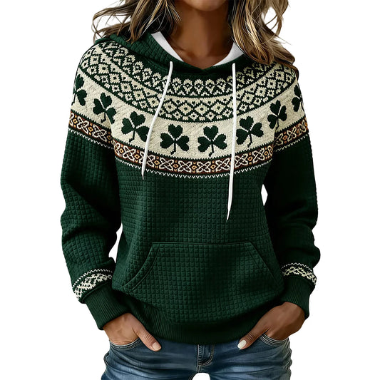 st patricks day women hoodie green clover