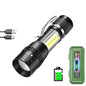 Portable Rechargeable LED Flashlight with Pen Clip Zoomable
