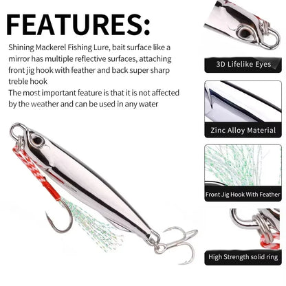 10pcs Fishing Metal Jig Lures 20g 30g 40g Plating Silvery