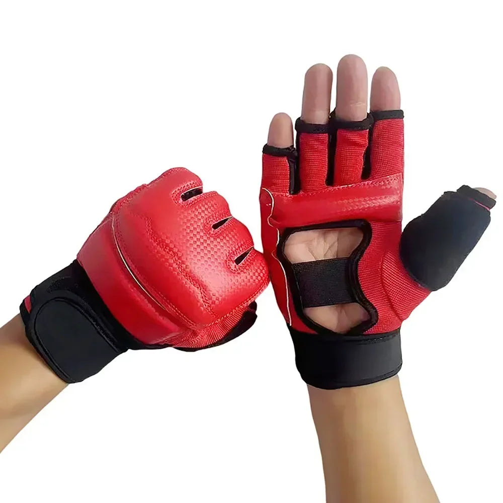 1Pair Boxing Gloves PU Half Finger Gloves Sports MMA