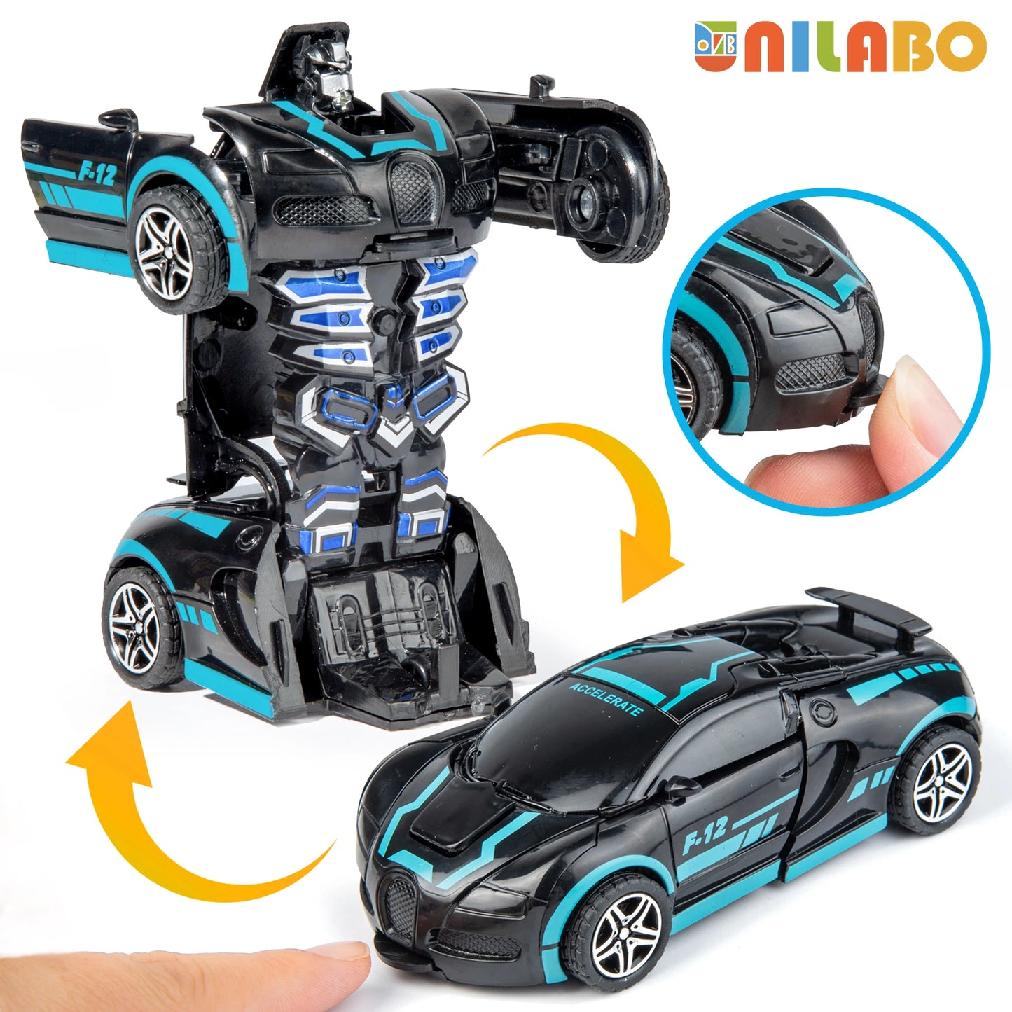 Transformable Robot Sports Car Toys, No Batteries, Educational Kids Gift,