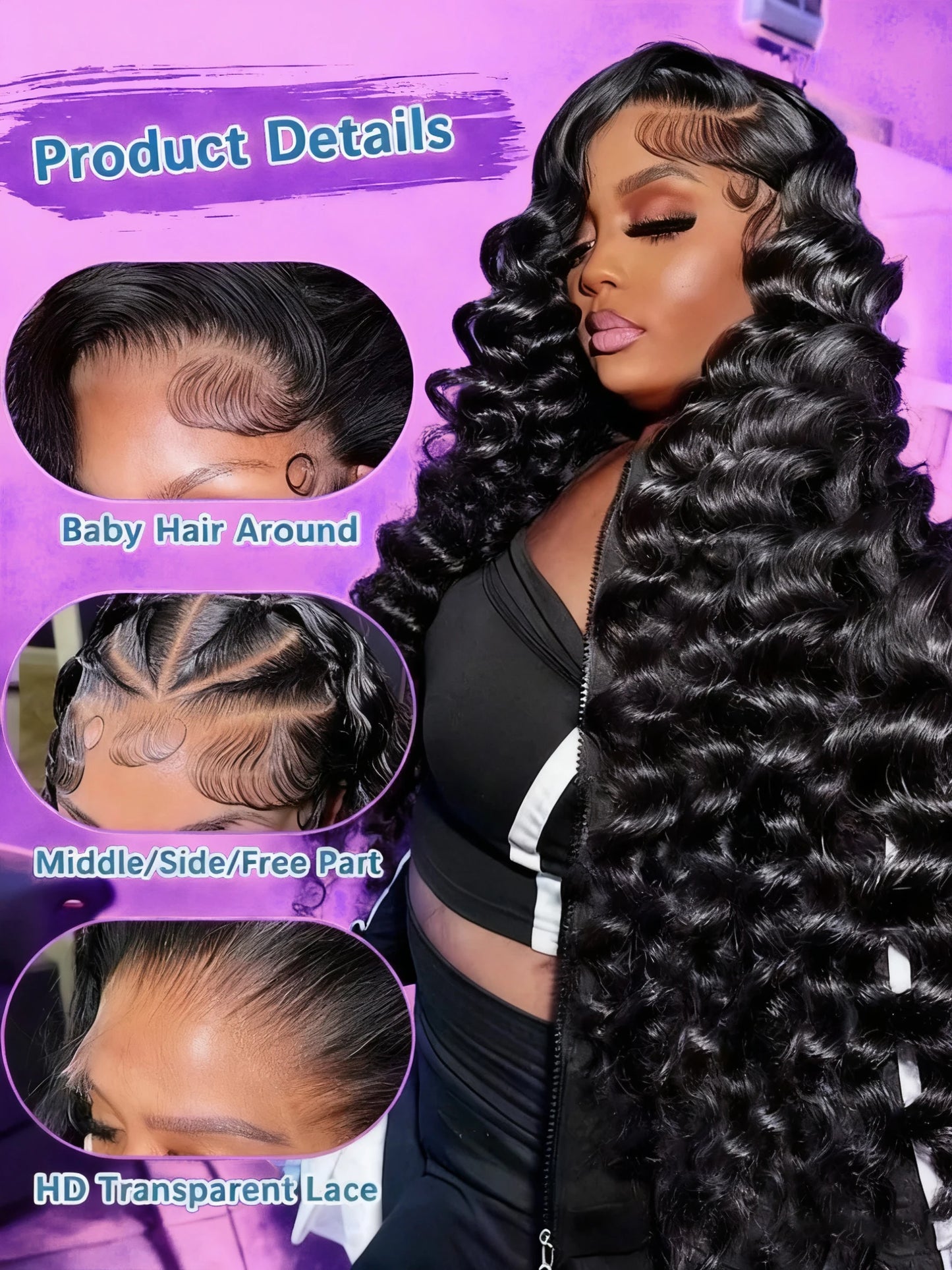 30 40 Inch Loose Deep Wave 13x6 HD Lace Front Human Hair