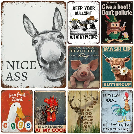 Nice Ass Metal Tin Signs Warning Wall Decoration Plaque Vintage