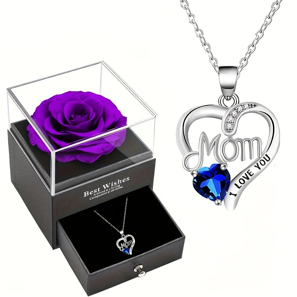 Luxury Soap Rose Gift Box with Purple Rose & "MOM I Love You"