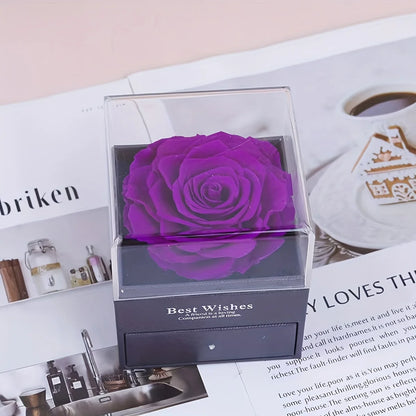 Luxury Soap Rose Gift Box with Purple Rose & "MOM I Love You"