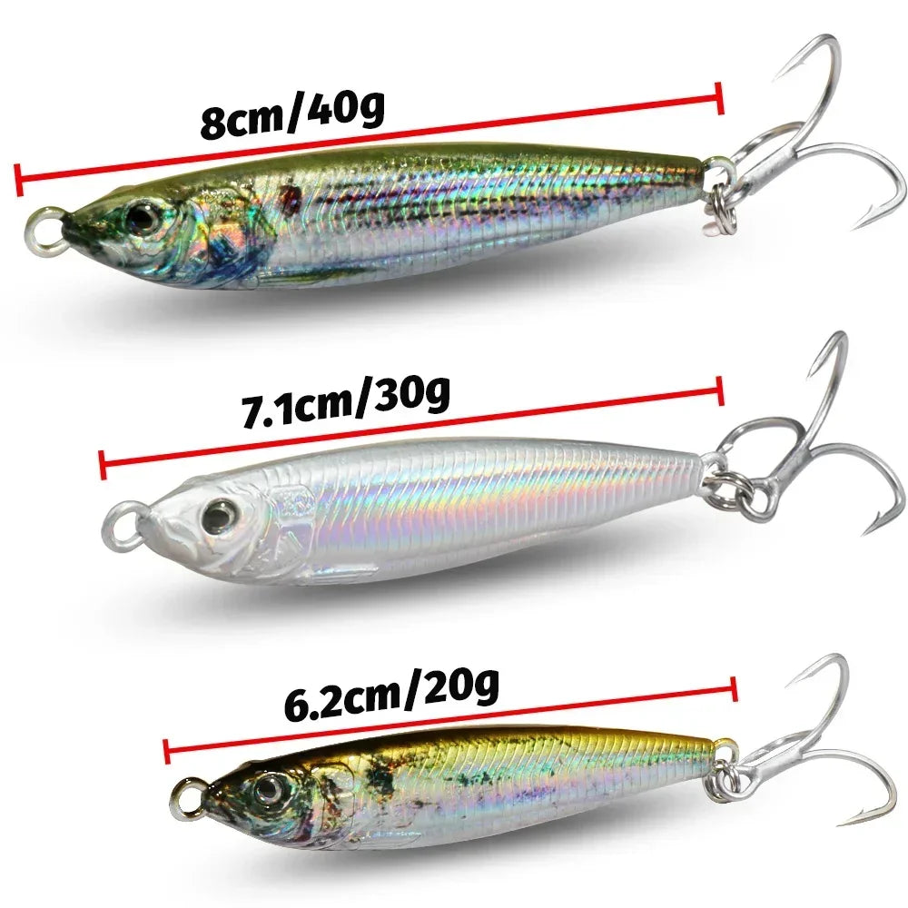 Metal Jig Bait 20g 30g 40g Spinner Sinking 3D Eye Color