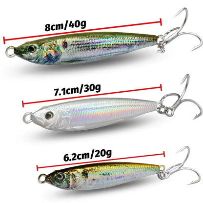 Metal Jig Bait 20g 30g 40g Spinner Sinking 3D Eye Color