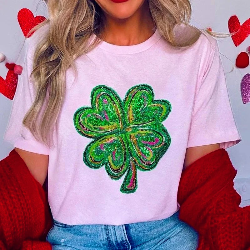 2025 St Patricks Day Shamrock Women T-Shirts