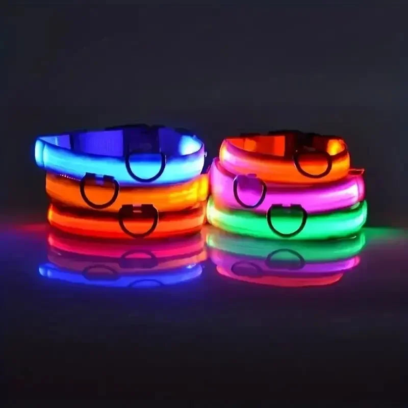 Light Up LED Pet Dog Collar Safety Night Walking Flashing Glow