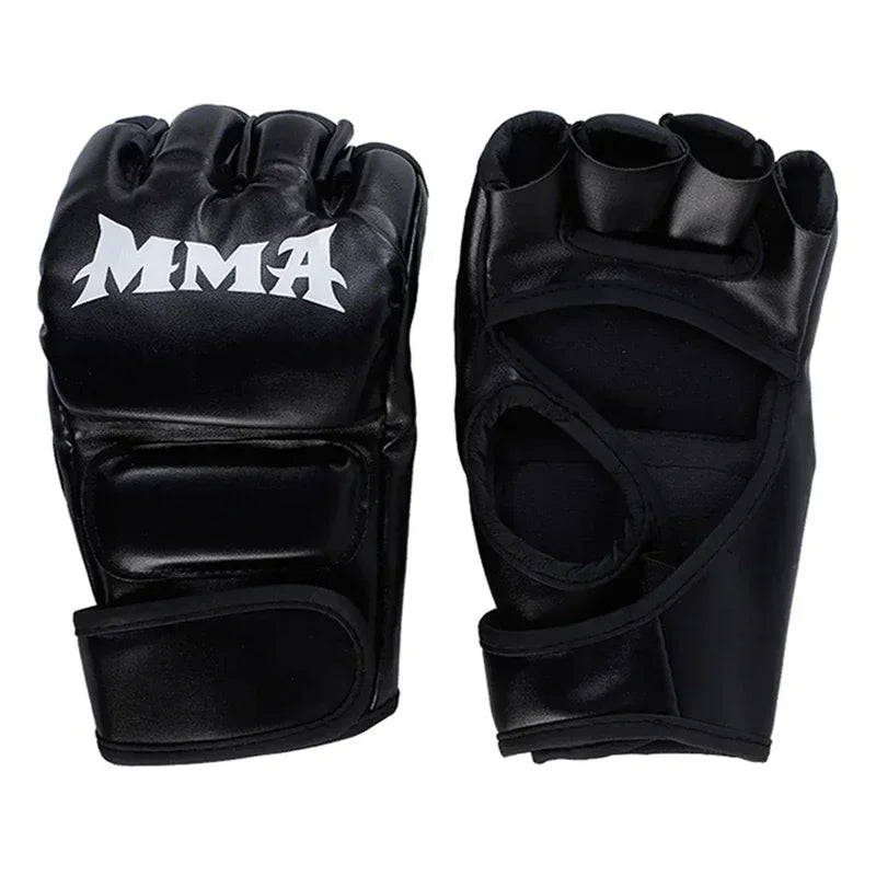 1 Pair Of Pu Boxing Gloves Mma Gloves Half Finger Sandbag