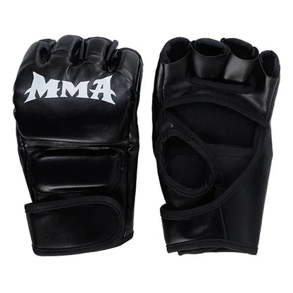 1 Pair Of Pu Boxing Gloves Mma Gloves Half Finger Sandbag