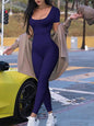 Women's Rompers Short Sleeve Solid Skinny Bodycon Jumpsuits