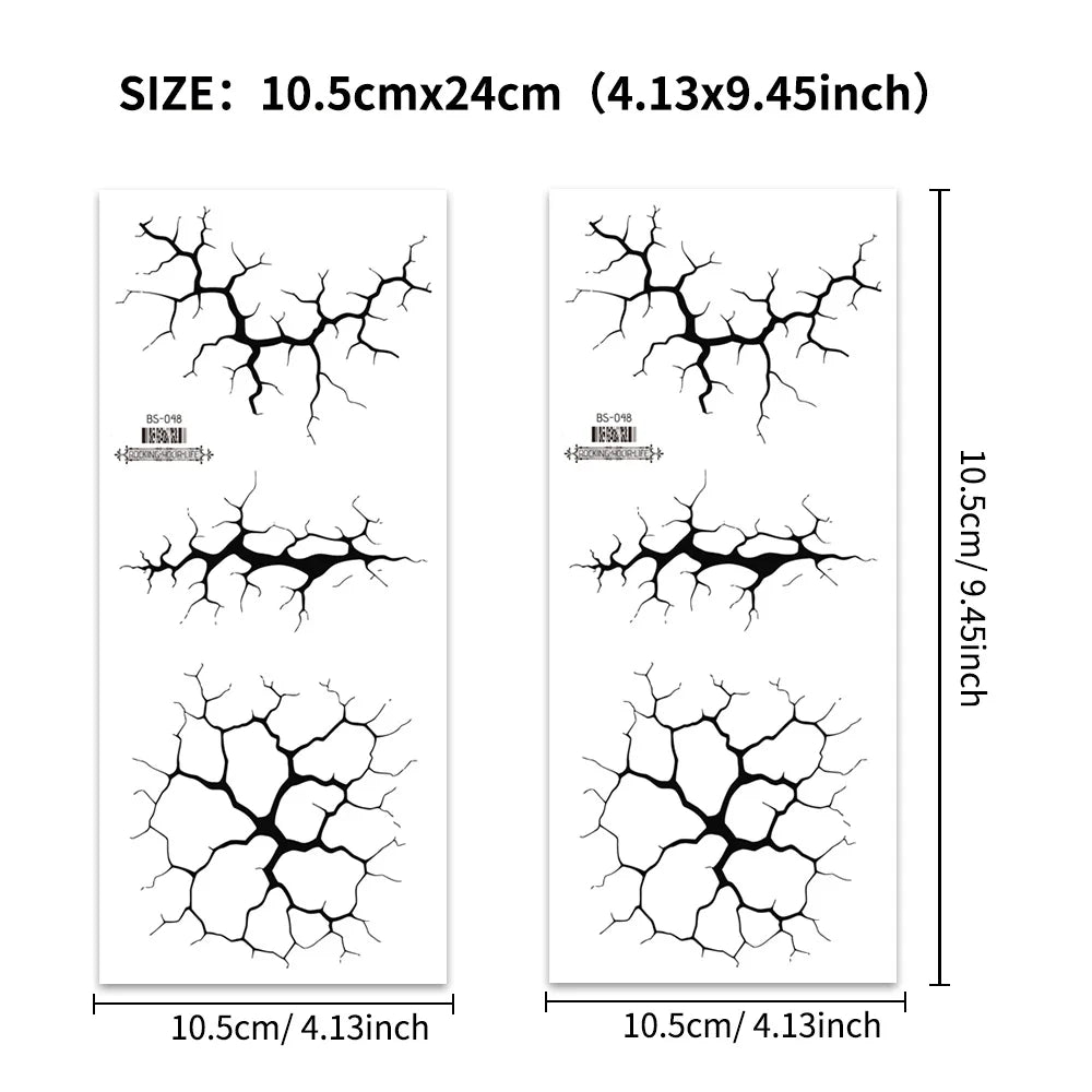 2Sheets Large Halloween Black Lightning Temporary Tattoo