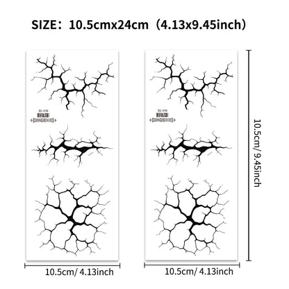 2Sheets Large Halloween Black Lightning Temporary Tattoo