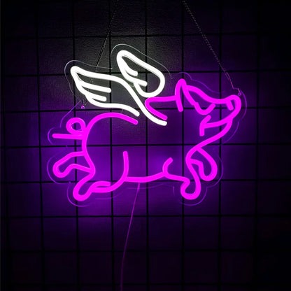 Animation Series Neon Signs, Cartoon Icons Handmade,