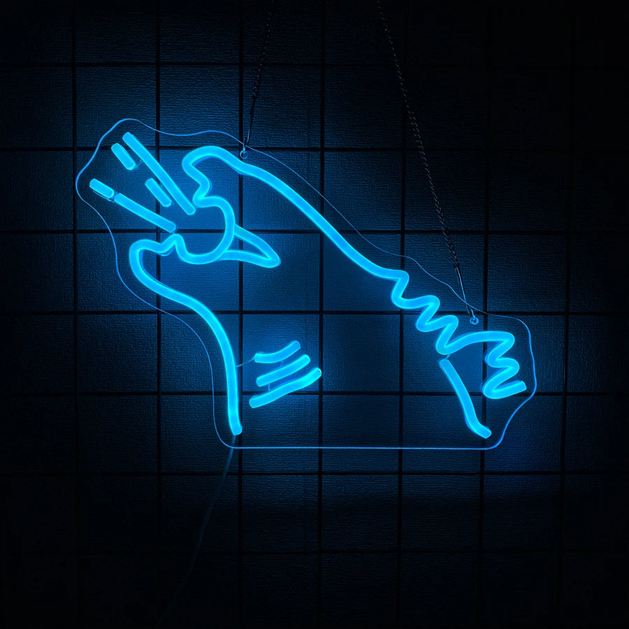 Animation Series Neon Signs, Cartoon Icons Handmade,