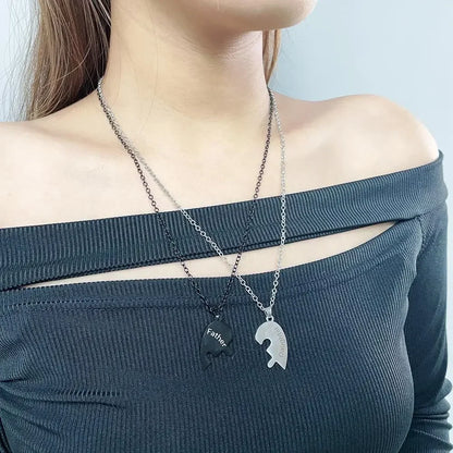 Family Heart Puzzle Necklace for Mom - Stainless Steel