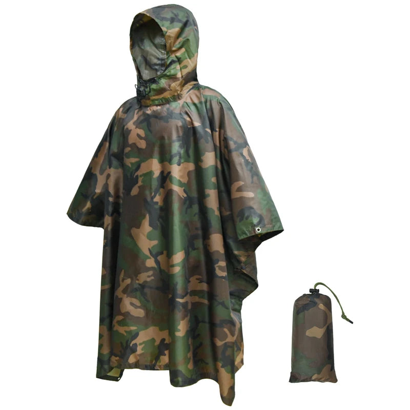 Man Military Impermeable Zipper Camo Raincoat