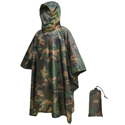 Man Military Impermeable Zipper Camo Raincoat