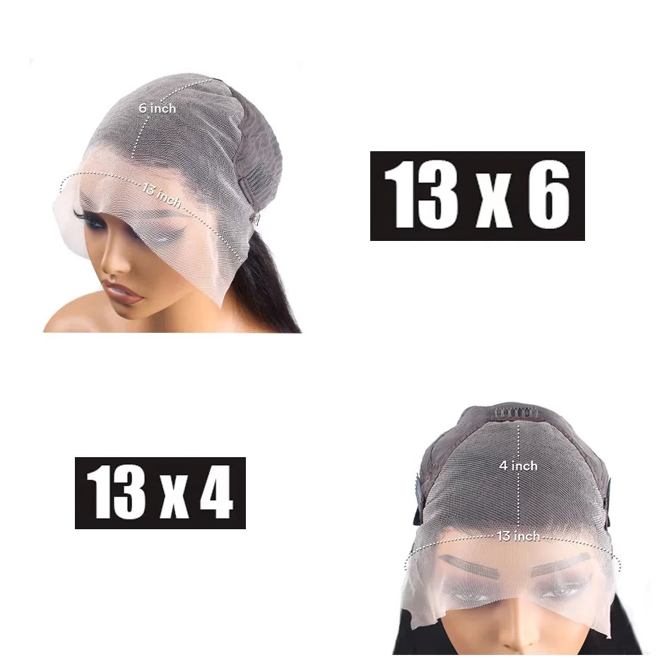 30 40 Inch Bone Straight 13x6 HD Lace Frontal Wigs Pre Plucked Brazilian